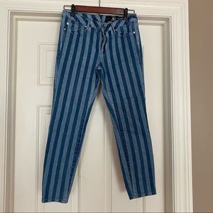 RARE ARMANI EXCHANGE J61 SUPER SKINNY CAPRI WOMEN'S JEANS STRIPES DENIM SIZE 27